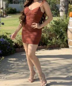 Valeria'S Boutique New Arrivals Scarlette Mesh Mini Dress (Rust)