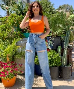 Valeria'S Boutique Cindy Ribbed Top (Orange) COLORES Collection