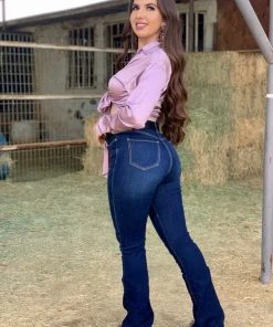 Valeria'S Boutique Rita High Rise Flare Jeans (Extra Dark)