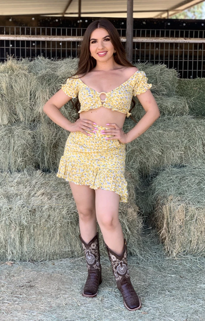 Valeria'S Boutique New Arrivals Emily Skirt Set (Yellow) 4 Valeria'S Boutique New Arrivals Emily Skirt Set (Yellow)