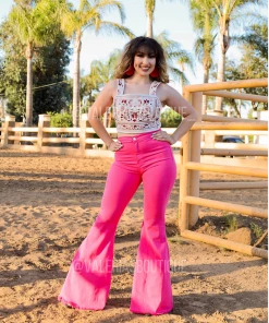 Valeria'S Boutique COLOR & CULTURA La Rosa High Rise Bell Bottom Jeans