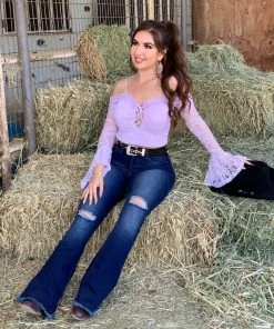 Valeria'S Boutique Rosalia High Rise Flare Jeans (Dark) - Short Length 32