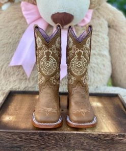 Valeria'S Boutique Baby Girl Arracada Jerezana Embroidered Western Boots (Honey)
