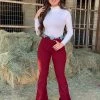 Valeria'S Boutique Burgundy High Rise Flare Pants
