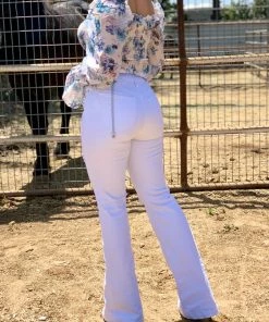 Valeria'S Boutique Regina High Rise Flare Jeans (White)