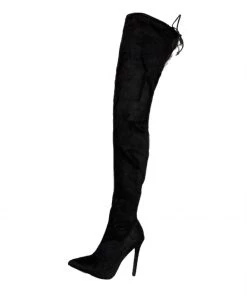 Valeria'S Boutique Suede Thigh High Boots (Black)