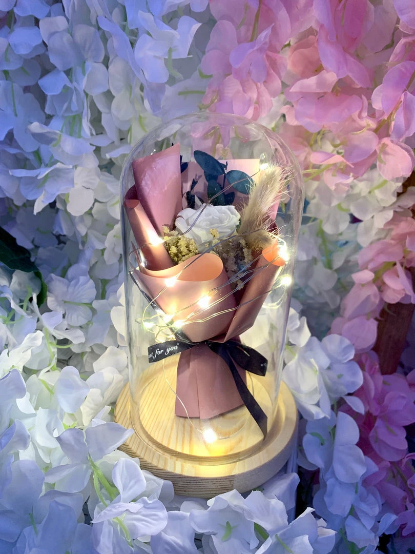 Valeria'S Boutique Birthday / Anniversary Gifts Pre-lit Enchanted Rose In Glass Dome (Pink) 3 Valeria'S Boutique Birthday / Anniversary Gifts Pre-lit Enchanted Rose In Glass Dome (Pink)