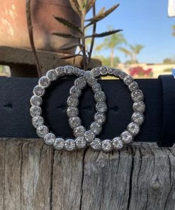 Valeria'S Boutique Double O Rhinestone Thick Belt (Silver)