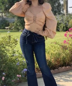 Valeria'S Boutique Roxana High Rise Flare Jeans (Dark)