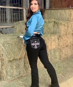 Valeria'S Boutique Isabella Satin Top (Teal) New Arrivals