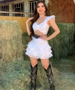 Valeria'S Boutique Coqueta Skirt Set (White) New Arrivals