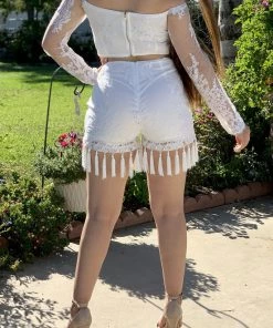 Valeria'S Boutique Angelina Fringe & Lace Short Set (White) 9 Valeria'S Boutique Angelina Fringe & Lace Short Set (White)