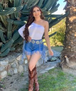 Valeria'S Boutique Taylor Fringe Denim Shorts