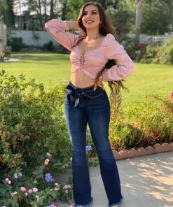 Valeria'S Boutique Roxana High Rise Flare Jeans (Dark)