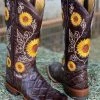 Valeria'S Boutique Pirarucu Fish Embroidered Western Boots (Sunflower)