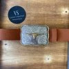 Valeria'S Boutique Longhorn Buckle Western Belt (Brown)