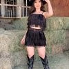 Valeria'S Boutique Let’s Rodeo Fringe Skirt (Black) Rodeo Collection