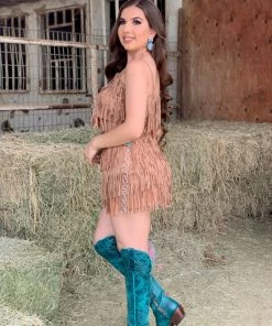 Valeria'S Boutique Rodeo Collection Let’s Rodeo Fringe Top (Brown)