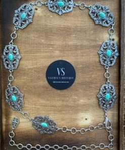 Valeria'S Boutique New Arrivals TC20 “Royal” Turquoise Chain Belt