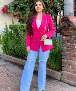 Valeria'S Boutique Stacey Long Blazer (Fuchsia)