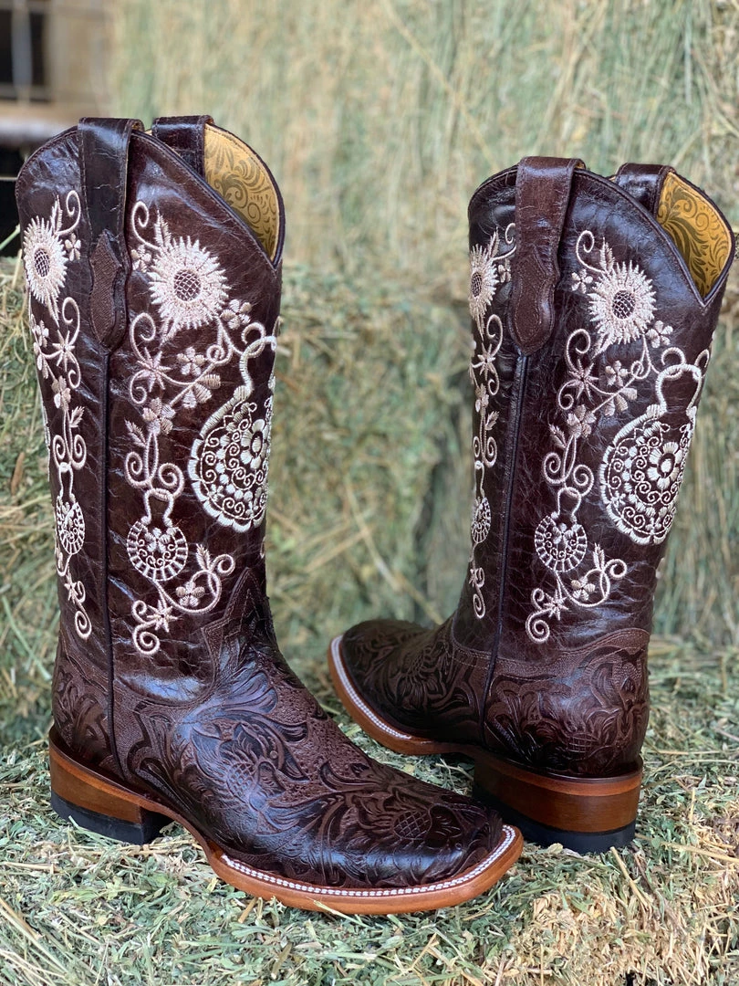 Valeria'S Boutique New Arrivals Arracada Jerezana Embroidered Western Boots (Cincelada) - Brown 3 Valeria'S Boutique New Arrivals Arracada Jerezana Embroidered Western Boots (Cincelada) - Brown