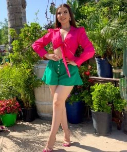 Valeria'S Boutique Carter Shirt Tie Top (Pink) New Arrivals