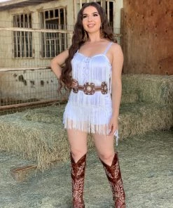 Valeria'S Boutique Susette Fringe Romper