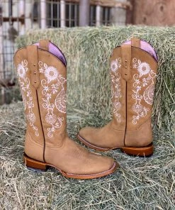 Valeria'S Boutique New Arrivals Arracada Jerezana Embroidered Western Boots (Honey)