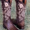 Valeria'S Boutique Arracada Jerezana Embroidered Western Boots (Crocodile) - Brown New Arrivals