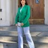 Valeria'S Boutique Stacey Long Blazer (Green) COLORES Collection