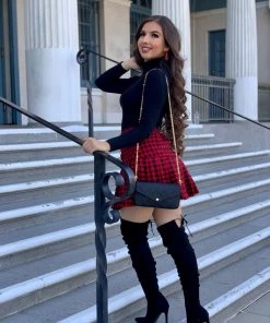 Valeria'S Boutique New Arrivals Audrey Tweed Pleated Mini Skirt (Red)