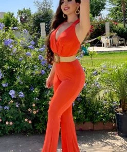 Valeria'S Boutique Flamenco Jumpsuit (Orange) COLORES Collection