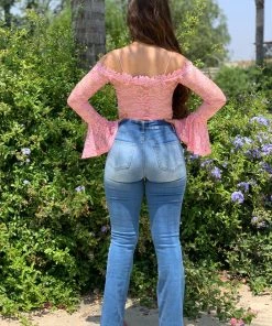 Valeria'S Boutique Roxana High Rise Flare Jeans (Light)