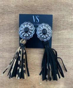 Valeria'S Boutique Concho Fringe Earrings (Black) New Arrivals