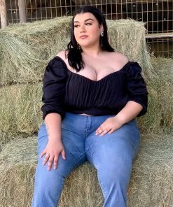 Valeria'S Boutique New Arrivals Glenda Mid Sleeve Top (Black)