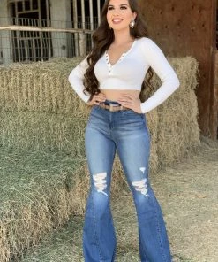 Valeria'S Boutique New Arrivals Rutila High Rise Bell Bottom Jeans (Sand) - Eco-Friendly