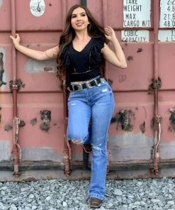 Valeria'S Boutique Muchacha Ranchera High Rise Bootcut Jeans (Light) - Long Length 33" Inseam