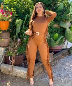 Valeria'S Boutique Selma Fringe Jumpsuit Rodeo Collection