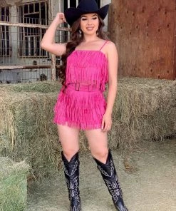 Valeria'S Boutique Let’s Rodeo Fringe Top (Pink) Rodeo Collection