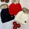 Valeria'S Boutique New Arrivals Knit Pom Pom Beanie (Black)