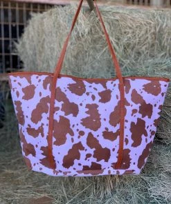 Valeria'S Boutique Cowprint Tote Bag (Brown) New Arrivals