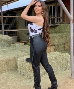 Valeria'S Boutique Rodeo Collection Kelly Leather Fringe Pants
