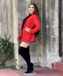 Valeria'S Boutique New Arrivals Classic Fitted Blazer (Red)