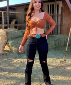 Valeria'S Boutique Muchachita Mid Rise Bootcut Jeans - Long Length 33" Inseam