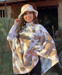 Valeria'S Boutique New Arrivals Cowprint Bucket Hat (Dulce De Leche - Taupe)