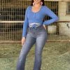 Valeria'S Boutique Regina High Rise Flare Jeans (Grey) New Arrivals