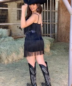 Valeria'S Boutique Amanda Fringe Mini Dress