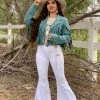 Valeria'S Boutique La Quebradora Fringe Suede Jacket (Turquoise)