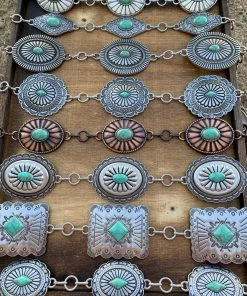 Valeria'S Boutique TC12 Turquoise Rectangle Chain Belt