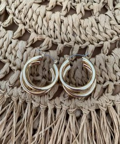 Valeria'S Boutique Summer / Beach Gold Triple Hoop Earrings
